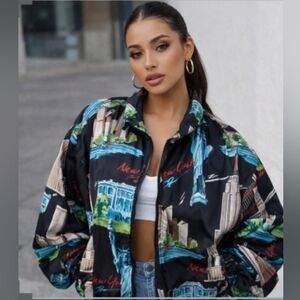 FUDA International Vintage New York City Silk Bomber Jacket | 2X